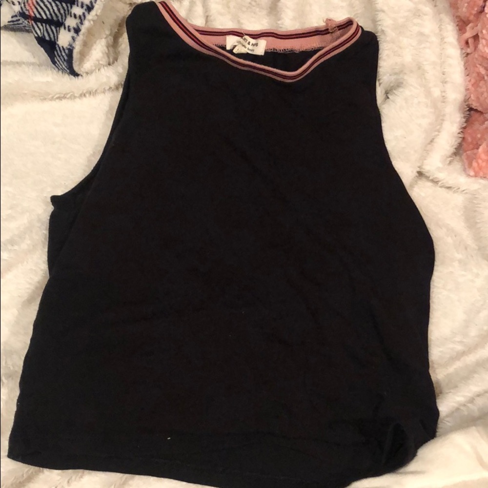 Black crop top high neck colored neck